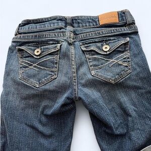 Aeropostale Low Rise Dark Wash Denim Jean Shorts with Button Pockets
